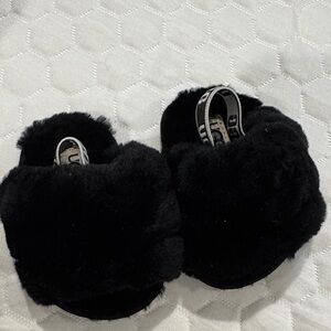 UGG Black Plush Slippers